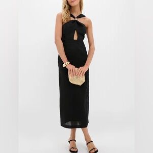 Tuckernuck Black Linen Francis Maxi Dress